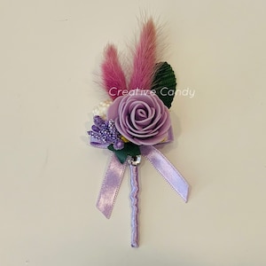 Groom Flower Pin Pampas Decoration Bouquets Purple Lilac