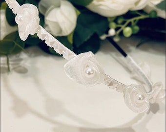 Flower wreath bridal hair accessories white wedding accessories bridesmaid hair wreath