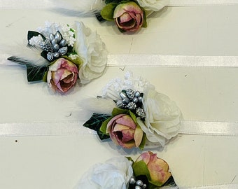 Bridesmaid Flower Bracelet White Vintage Hand Corsage Bracelet Bow Bridal Flower Bracelet Wedding Accessories