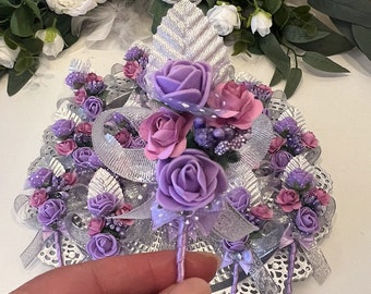 Flower Pin Groom Lilac Silver Damat Yaka Cicegi Lurex Bow Buttonhole Corsage