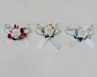 10x Flower Pin Needle Groom Gold Silver Damat Yaka Cicegi Diamond Organza Bow Button Flower Bouquets