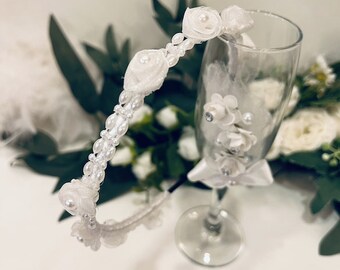Flower Wreath Bridal Hair Jewelry White Wedding Accessories Bridesmaids Hair Wreath