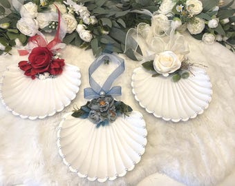 Ringtablett, Muschelschale, Verlobungstablett, Dekoration, Bräutigamkaffeetablett, Blumen, Vintage