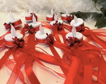 10x LED candles, henna party, hand candles, red, henna candles, El Mumlari
