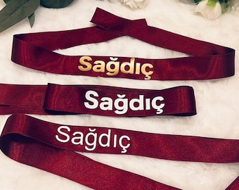 Arm corsage Personalized ribbons Bordeaux Wedding Sağdıç Kolluk Best man's ribbon