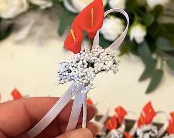 10x Flower Pin Callas Offer Needle Groom Dead White Damat Yaka Cicegi Bow Button Flower Corsage