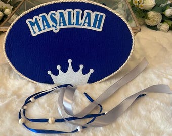 Baby Door Decoration Wall Table Decoration Mashallah Crown Silver Blue Baby Shower