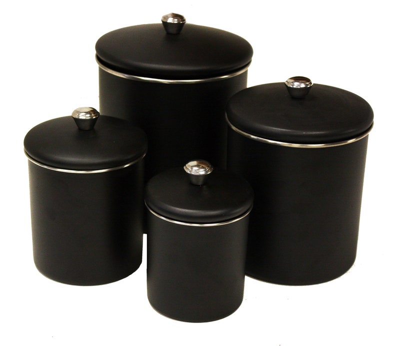 Stainless Steel Set of 4 Matte Black Canister Set Etsy