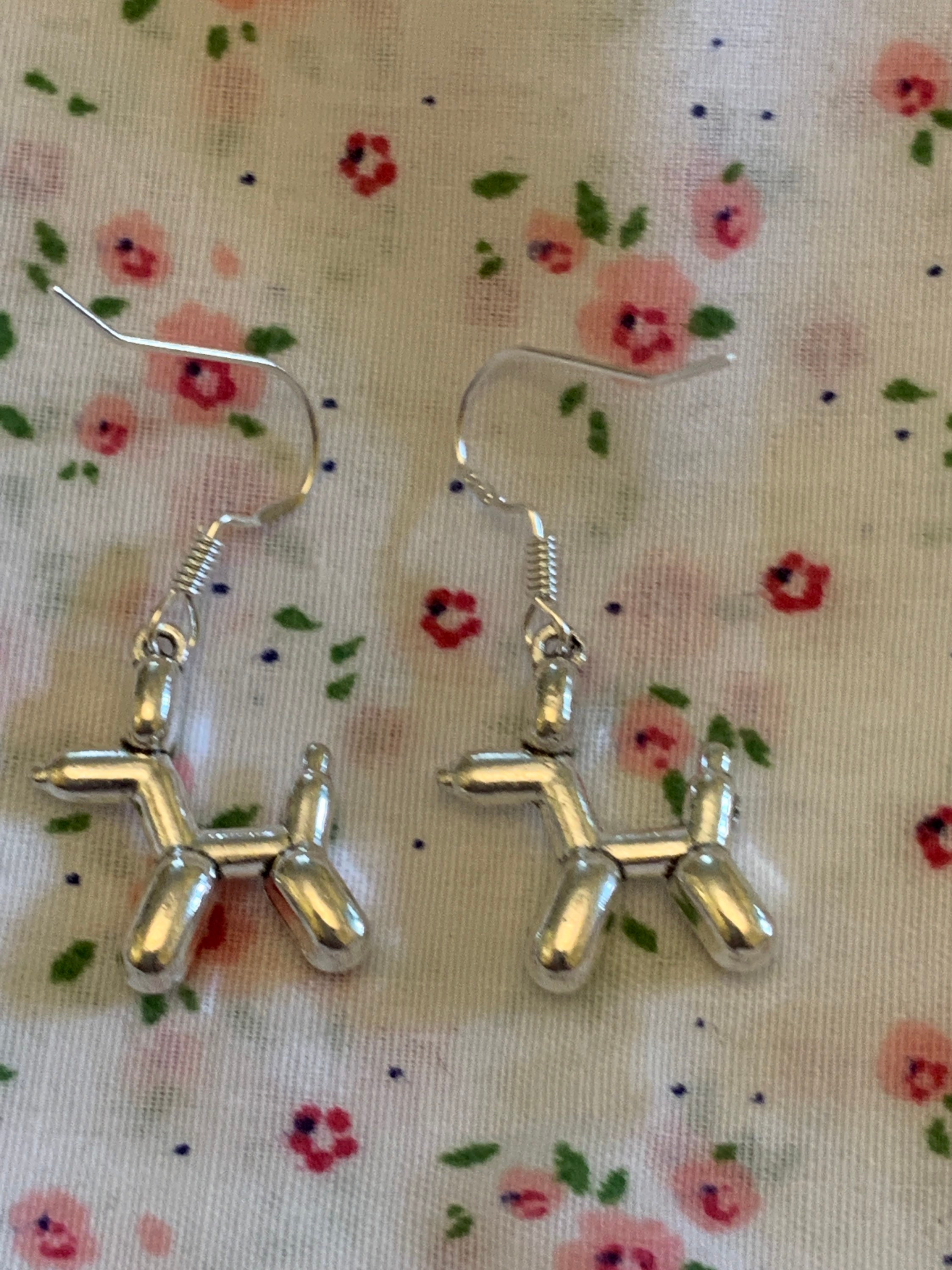 Balloon Dog earrings in white metal Etsy