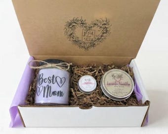Mom Self Care Gift Box | Soy Candle, Body Butter, Lip Balm