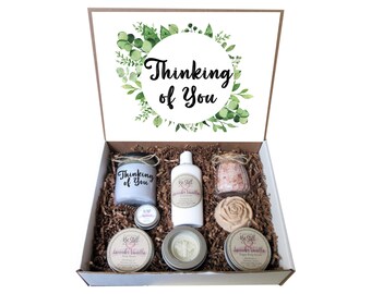 Thinking of You Self Care Gift Box | Organic Body Products, Candle, Bath Salts