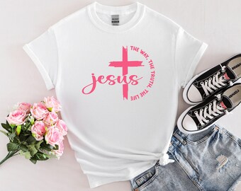 John 14 16 Jesus T-Shirt - The Way The Truth and The Life - Custom Tee for Christians
