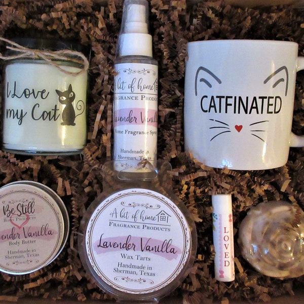 CAT LOVER Gift- Gift Box or Basket from Texas- Handmade Natural Products- Any Occasion- Mom, Friend, Wife, Sister, Coworker