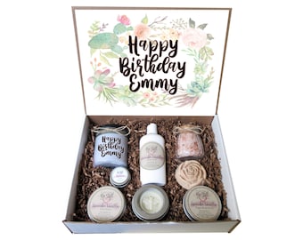 Personalized Birthday Gift Box: Spa Set with Candle and Body Care