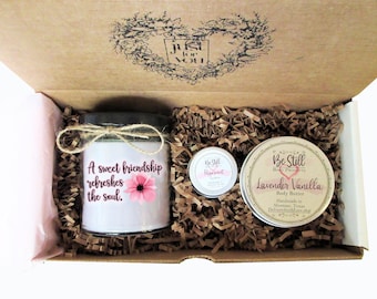 Christian Friendship Gift Box | Proverbs 27:9 Candle, Body Butter, Lip Balm