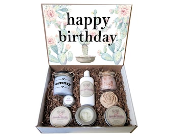 Birthday Gift Box, Self Care Package, Organic Body Butter, Handmade Candle, Bath Salts