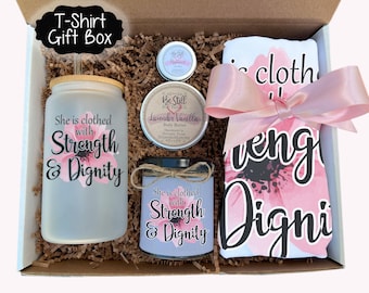Proverbs 31 Christian Gift Box – Candle, T-Shirt, Tumbler, Body Butter, Lip Balm