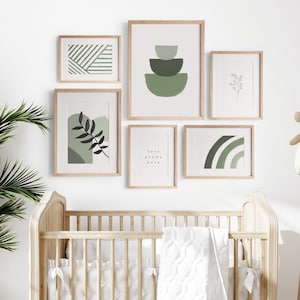 Olive Green Nursery Print, Set of 6 Gallery Wall, Boho kids room, Olive Green Nursery, Modern Nursery, Neutral Nursery, sage green nursery