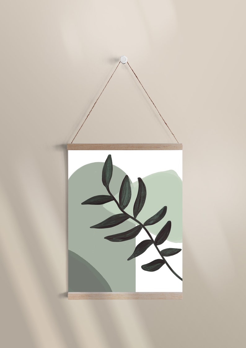 Olive green printable wall art, boho vine, boho green nursery, boho wall art, plant themed nursery, botanical art, art for yoga room image 4