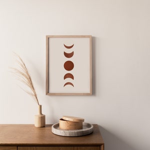 Moon Phases Art, Boho Moon Print, Boho Art Print, Terracotta Print ...