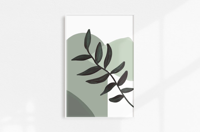 Olive green printable wall art, boho vine, boho green nursery, boho wall art, plant themed nursery, botanical art, art for yoga room image 2