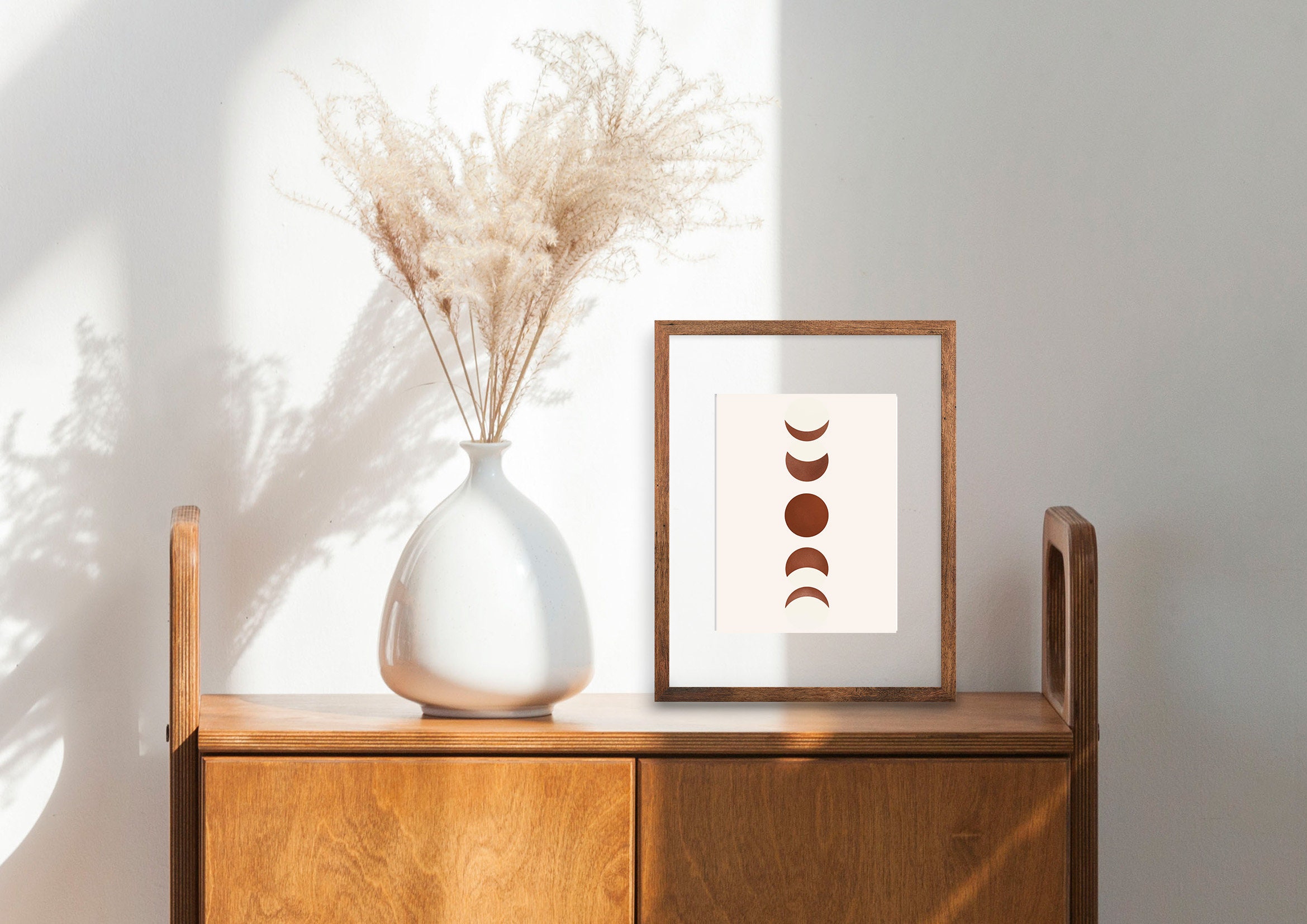 Moon Phases Art Boho Moon Print Boho Art Print Terracotta - Etsy