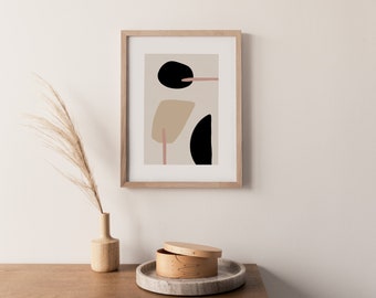 Abstract Shapes Print, Mid Century Modern Print, Mid Century Modern Art, Neutral Decor, Boho Wall Art, Boho Art Print