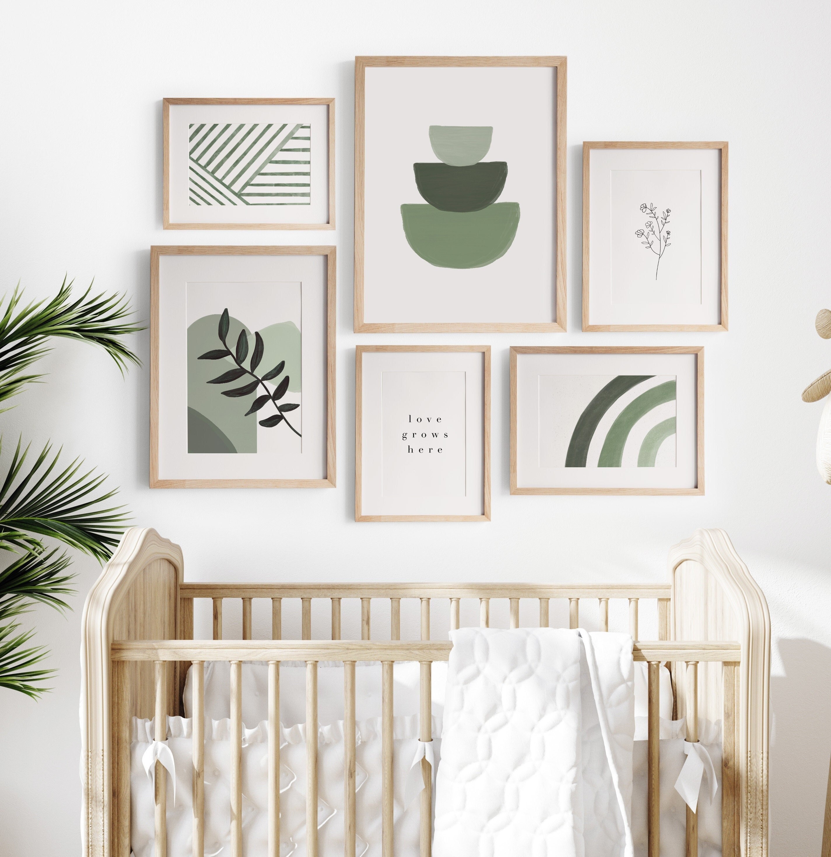Olive Green Nursery Print Set of 6 Gallery Wall Boho Kids Etsy