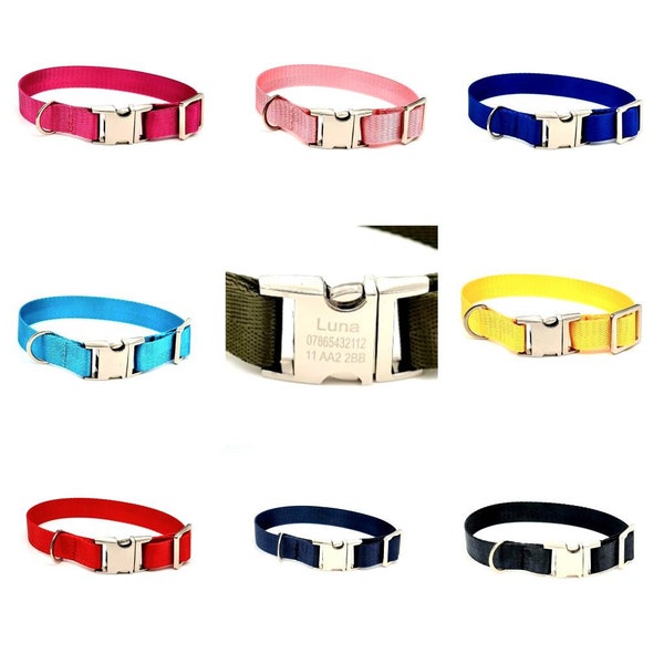 Handmade personalized Dog Collar Adjustable Puppy Nylon Collars Durable Soft, pet collar, 13 colours