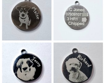 Gravierte Haustier ID Tag Foto Hundemarke Katzenmarke Personalisierte Edelstahl Disc Tags