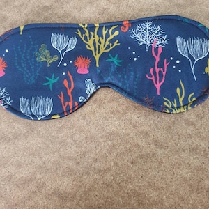 Hand made quality 100% cotton blackout sleep eye mask blindfold migraine hospital Coral reef
