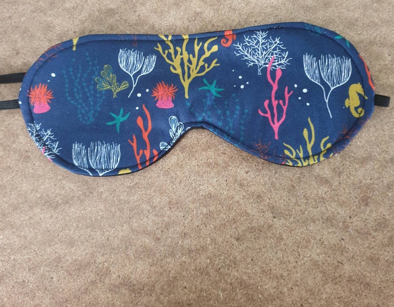 Hand made quality 100% cotton blackout sleep eye mask blindfold migraine hospital Coral reef