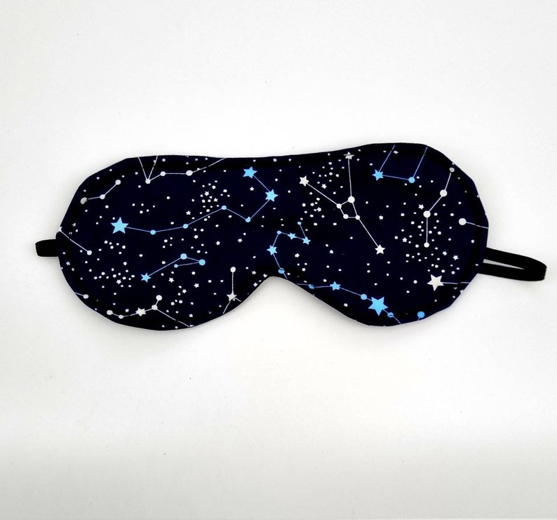 Handgefertigte Schlafmasken aus 100% Baumwolle Navy stars