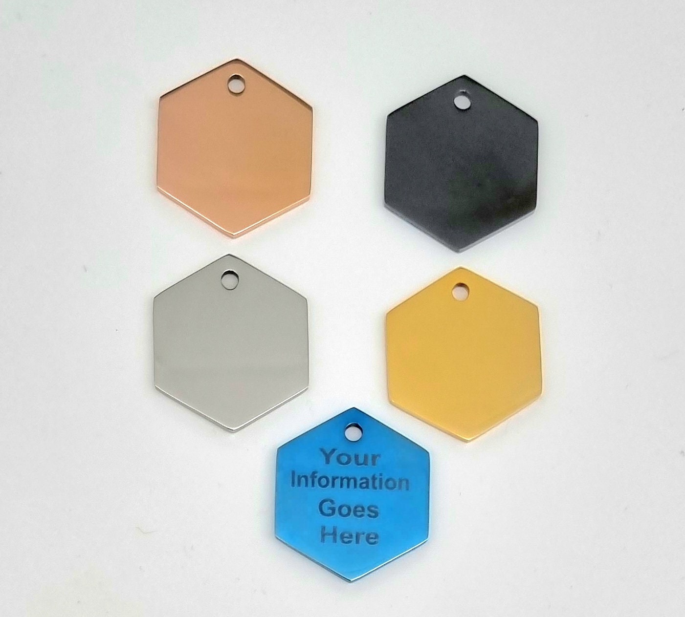 10pcs Hexagon Metal Stamping Blanks for Engraving Brass Dog Tags