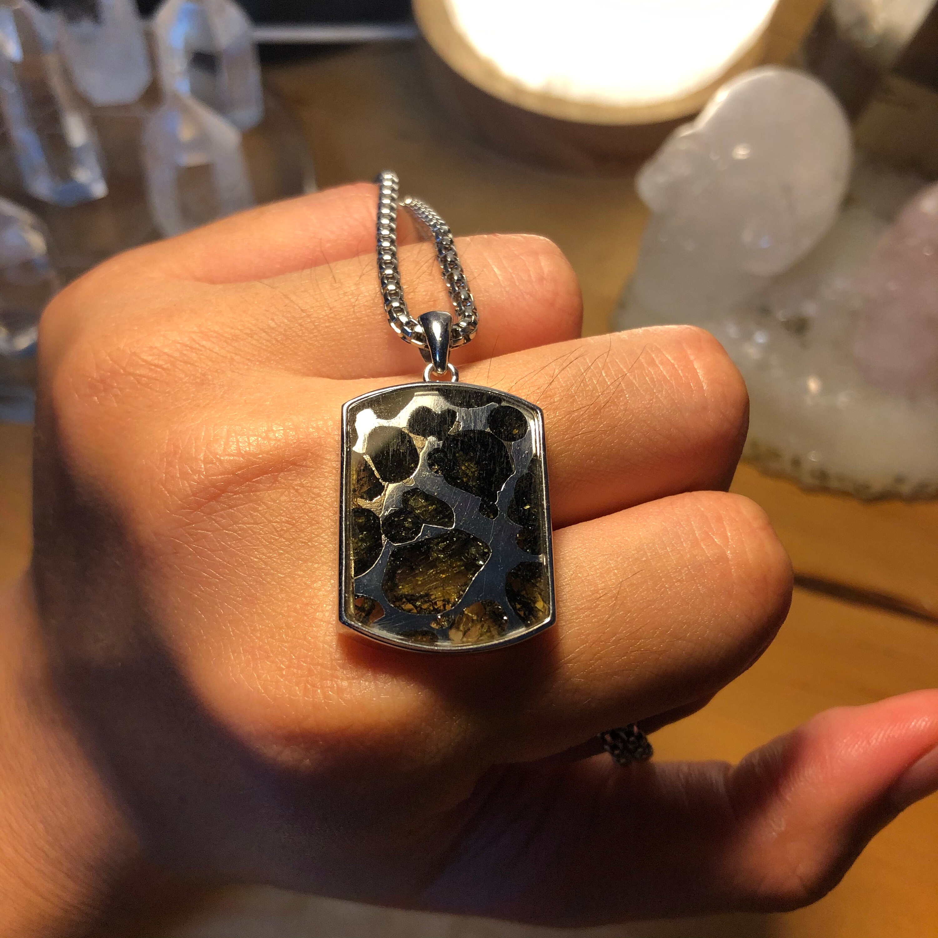 セリコパラサイト隕石 ペンダントトップ SILVER925｜天然石