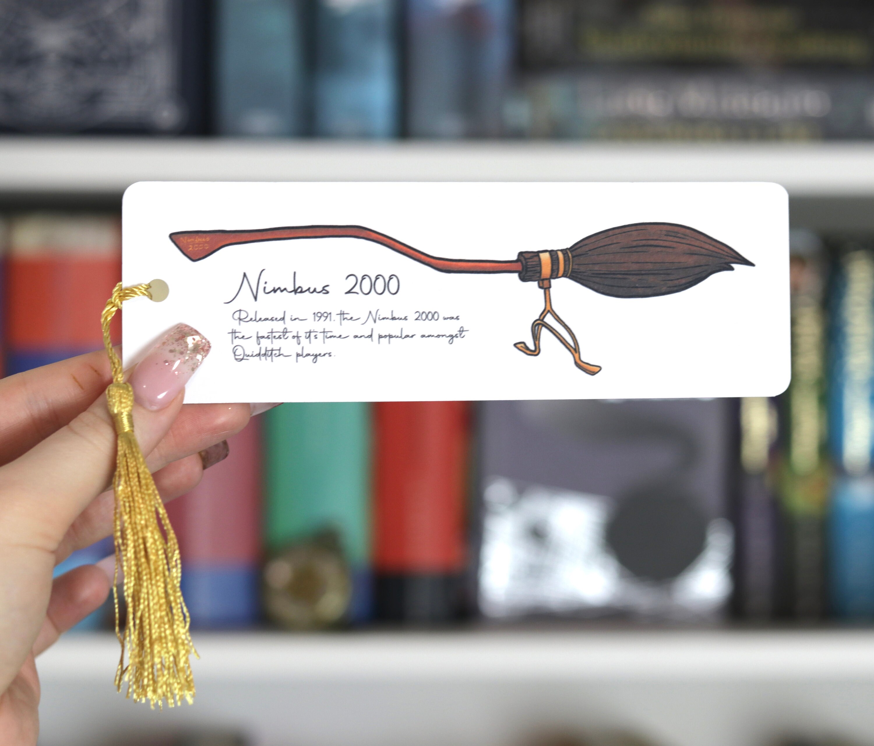 Harry Potter Broomstick Bookmarks Digital Painting with Gold Etsy