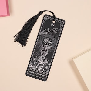 Segnalibro dei tarocchi / Dark Academia The Lovers Tarot / Segnalibro della strega magica con nappa / Halloween / Regalo spirituale