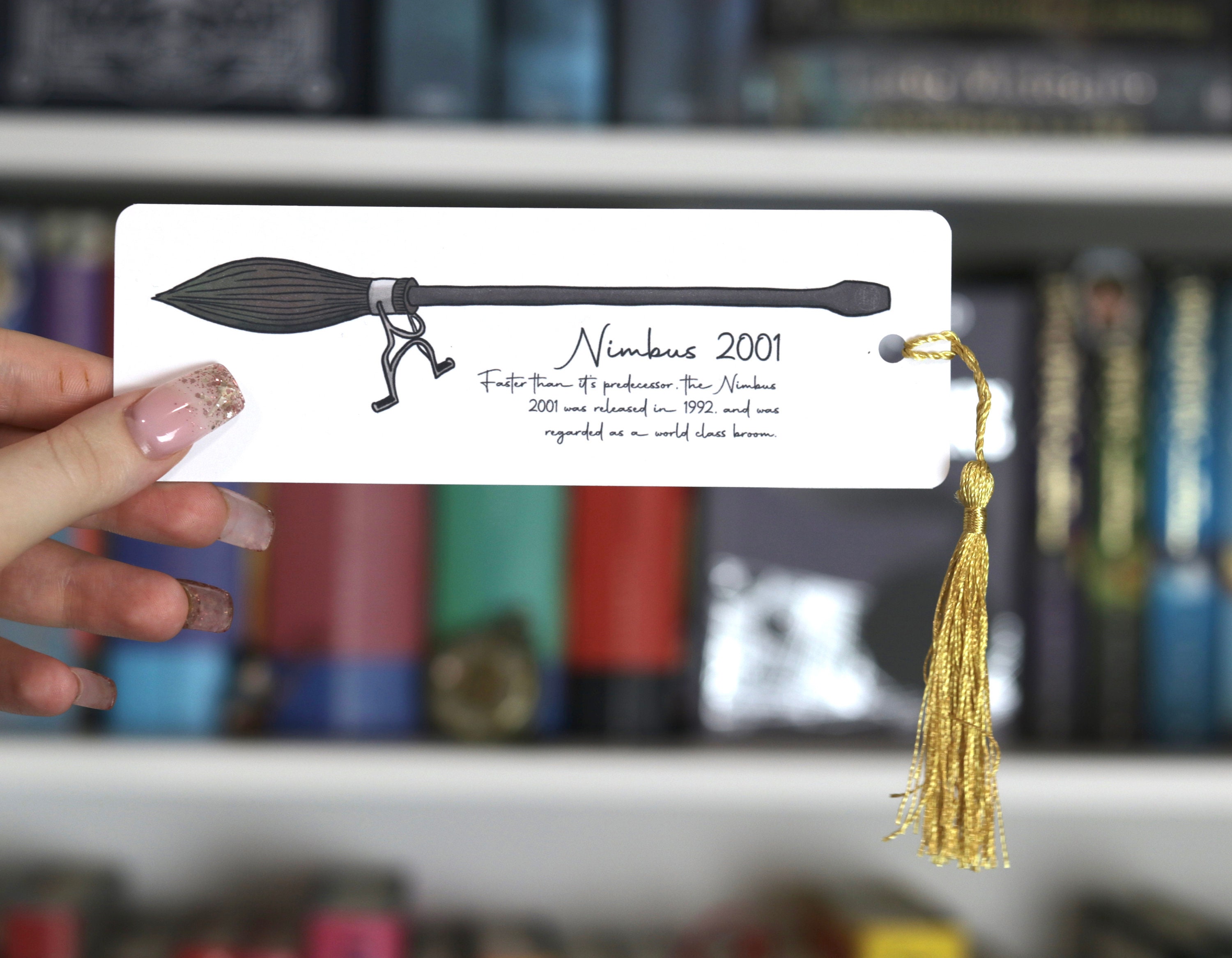 Harry Potter Broomstick Bookmarks Digital Painting with Gold Etsy