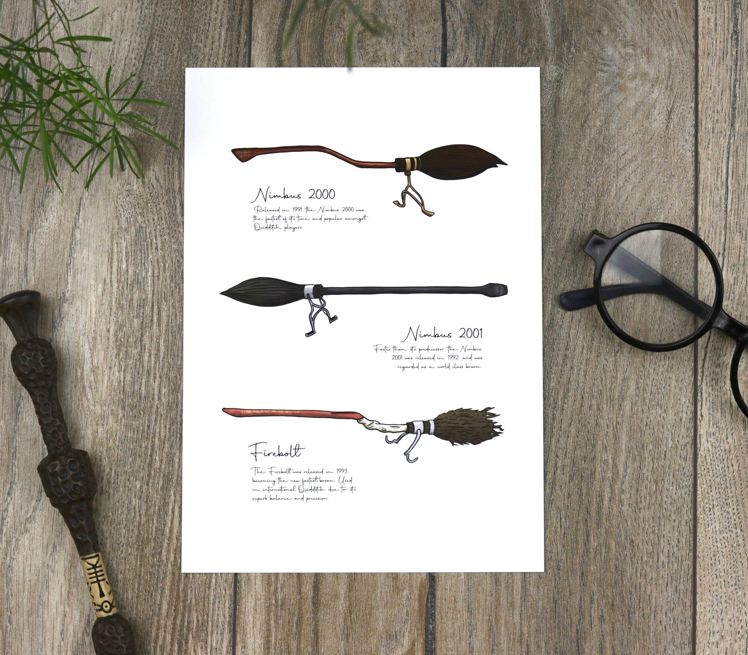 Harry Potter Brooms Print Digital Painting Harry Potter Etsy