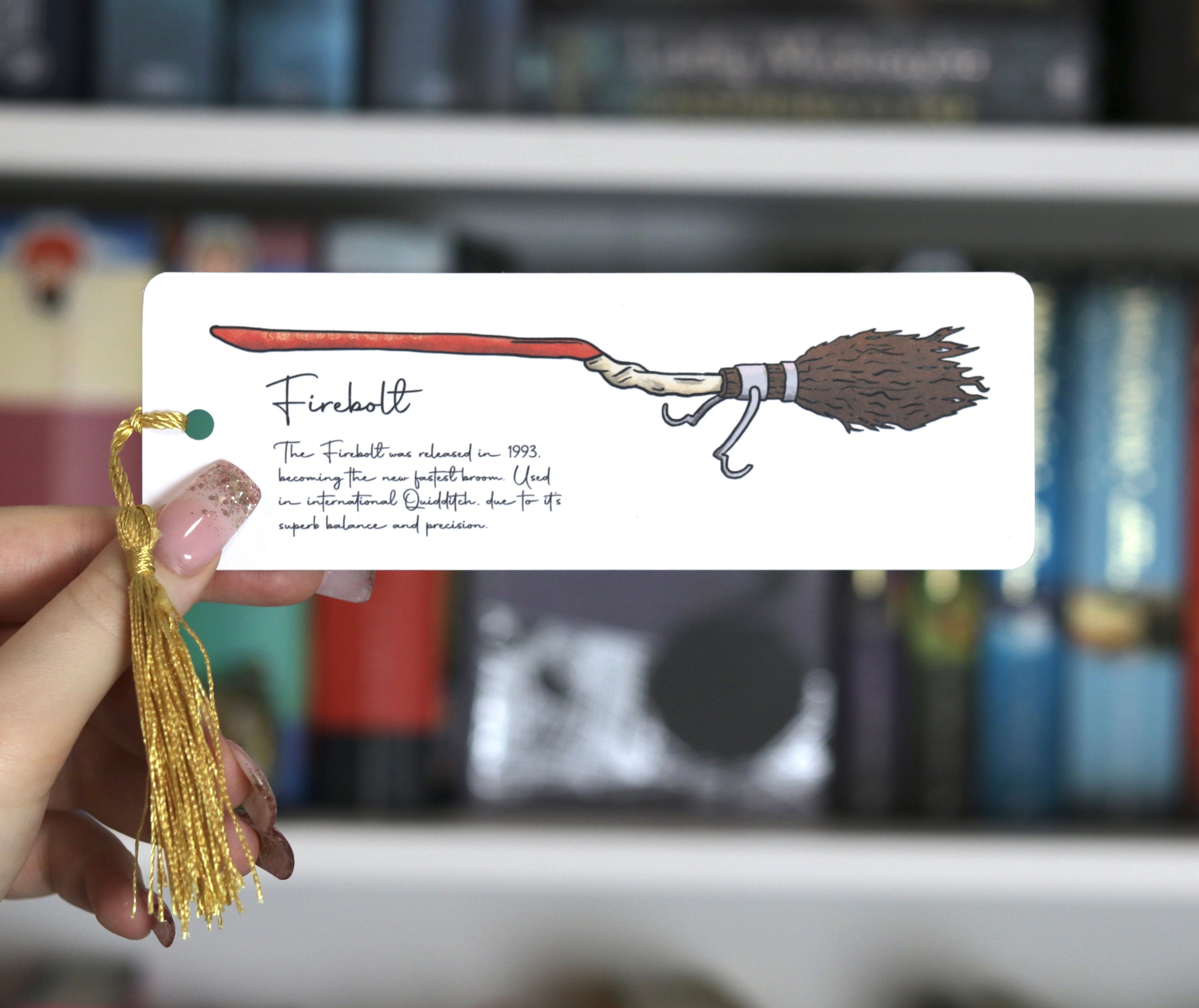 Harry Potter Broomstick Bookmarks Digital Painting with Gold Etsy