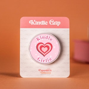 Pink kindle grip with love hear and 'Kindle Girlie' in text.