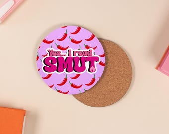 Smut Reader Coaster: Pink Decorative Drink Coaster - Spicy Book Lover Gift