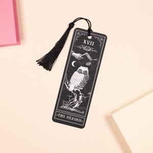 Tarot Lesezeichen | Dark Academia Das Leser-Tarot | Magisches Hexen Lesezeichen mit Quaste | Halloween | Spirituelles Buch-Liebhaber-Geschenk