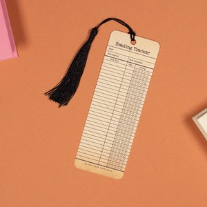 Reading Tracker Bookmark with Tassel | Writable Library Card Style Bookmark | Bookish Gift