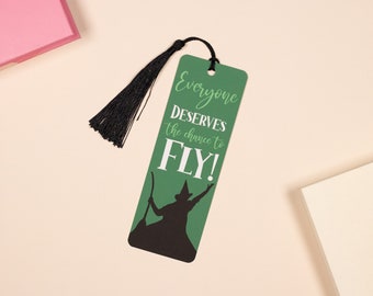 Wicked Inspired Bookmark | Musical Theatre Gift | Defying Gravity Green Bookmark with Tassels