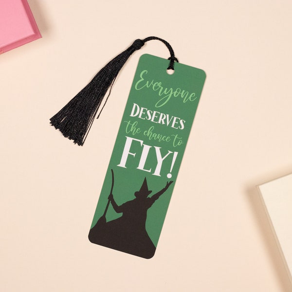 Wicked Inspired Bookmark | Musical Theatre Gift | Defying Gravity Green Bookmark with Tassels