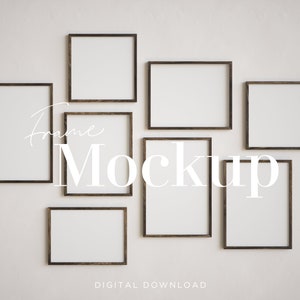 Dark Walnut Frame Mockup, Gallery Wall Frame Mockups, 8 Frame Mockups, Gallery Wall Frames, Gallery Mockup, Interior Frame Mockup, 8 Mockups