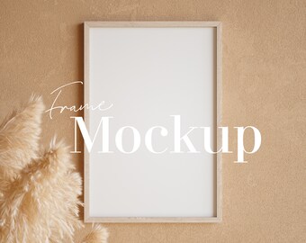 Vertical Wooden Frame Mockup, 10x15 Frame Mockup, Poster Mockup, 2x3 Ratio, Vertical Frame Mockup, Frame Mockup for Print, Cream Tones Frame