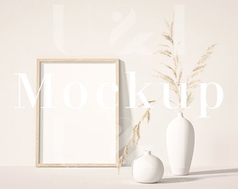 Frame Mockup, Styled Mockup Frame, Wooden Frame Mockup, Minimalist Frame Mockup, Boho Frame Mockup, Bright Mockup, Modern Artwork Mockup