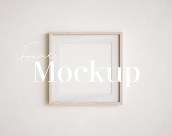 Square Frame Mockup: Natural Wood, Farmhouse Style (PSD & JPG)